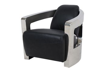 Läder/Stainless Art deko-stol i färgen Belon Black.